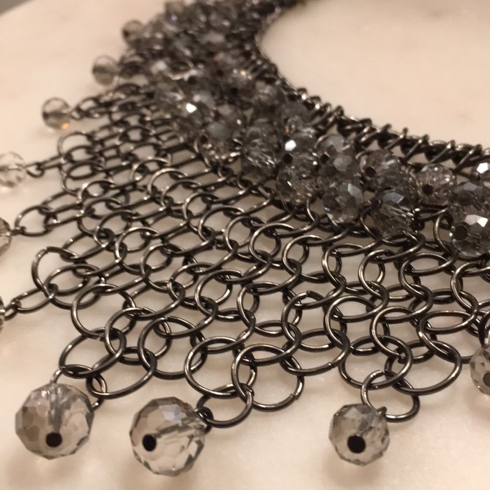 Gun metal and beads necklace.